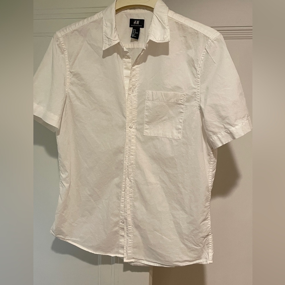 H&M Men's Casual White Button Down Shirt